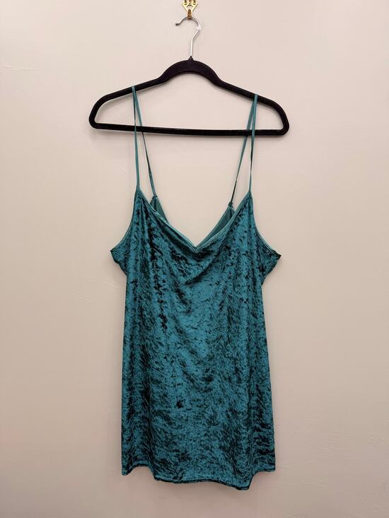 Intimate Moods Other - Vintage Intimate Moods Teal Crushed Velvet Slip Dress Y2K Whimsigoth 35"